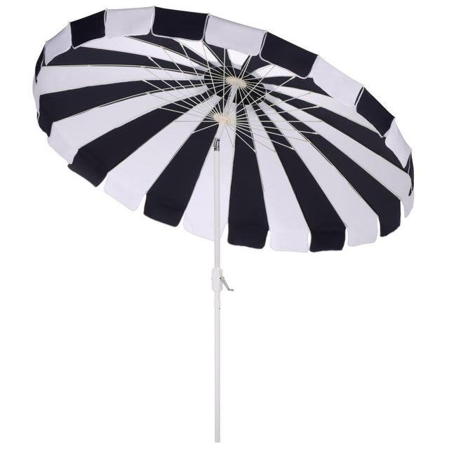 Buti 9 Ft Crank Umbrella, Navy Cabana Stripe/White Pole For Sale In Philadelphia - Image 6 of 8