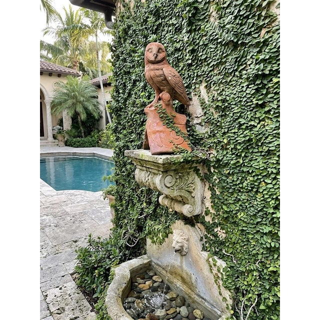 Burnt Orange Vintage Terracotta Owl Roof Finial / Architectural Salvage For Sale - Image 8 of 12
