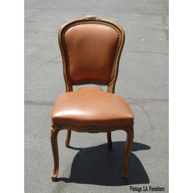 French Provincial Style Brown Leather Accent Chair Chairish