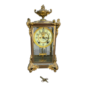 Antique Victorian Ansonia Crystal Regulator Clock With Urn Finial