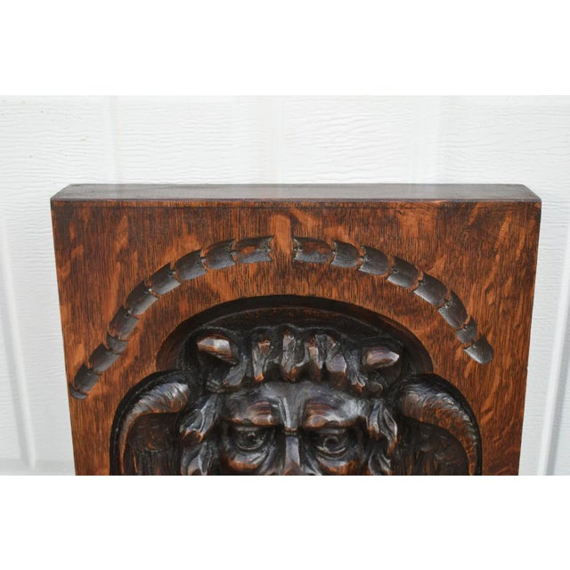 Brown Antique Carved Oak Plaque Dutch Lion Figural Architectural Salvage Panel 36" For Sale - Image 8 of 12