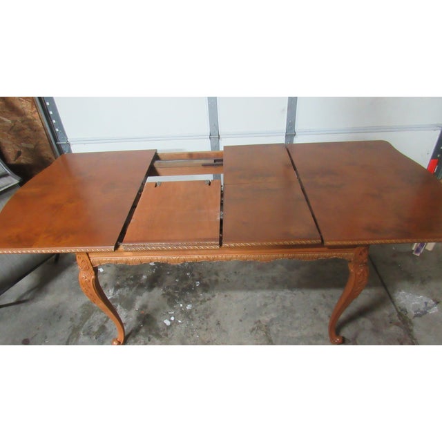 Wood 1940s French Dining Room Table Walnut Vintage Carved For Sale - Image 7 of 9