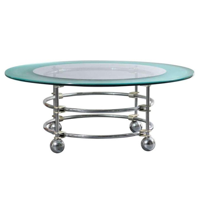 1980s Jay Spectre for Century Chrome and Glass Cocktail Table For Sale - Image 5 of 5