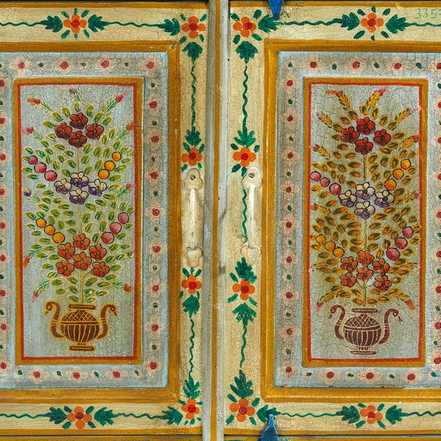 Green Indian Painted Cabinet, 1940s For Sale - Image 8 of 12