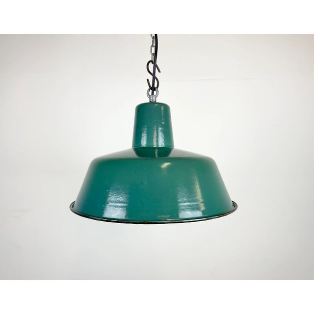 Industrial Green Enamel Pendant Lamp, 1960s For Sale - Image 13 of 13