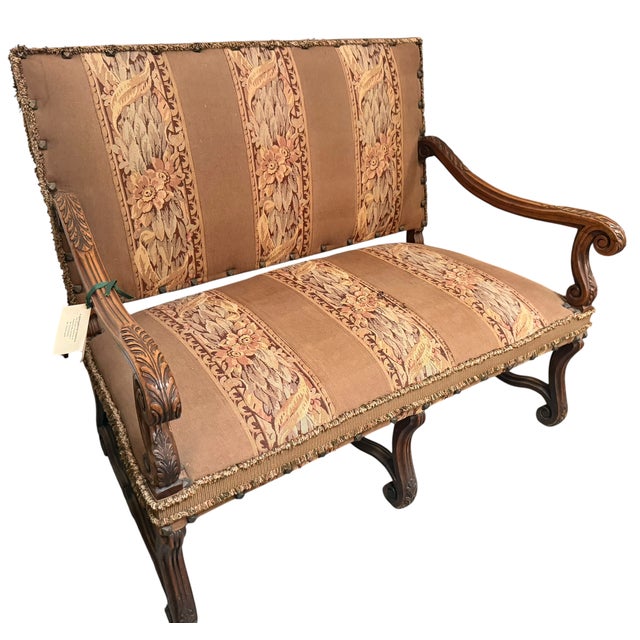 French Antique 19c French Carved Walnut & Tapestry Sofa Settee For Sale - Image 3 of 6