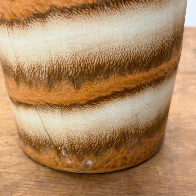 Brown and Cream Ceramic Vase with Flared Neck For Sale In New York - Image 6 of 9