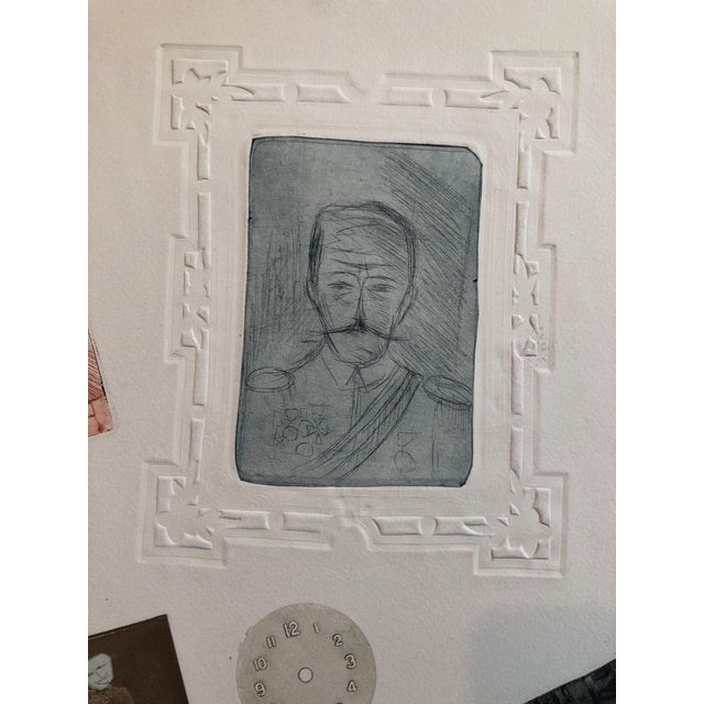 Expressionism Zvi Milshtein, Portraits Erotic Vignettes French Israeli Surrealist Aquatint Etching Le Colonel, c.1960s For Sale - Image 3 of 6