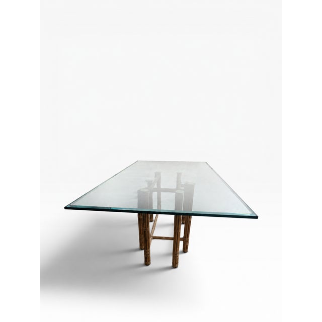 McGuire Late 20th Century McGuire Attributed Bamboo Rattan Glass Dining Table | Rectangular 72” Dining Table For Sale - Image 4 of 9