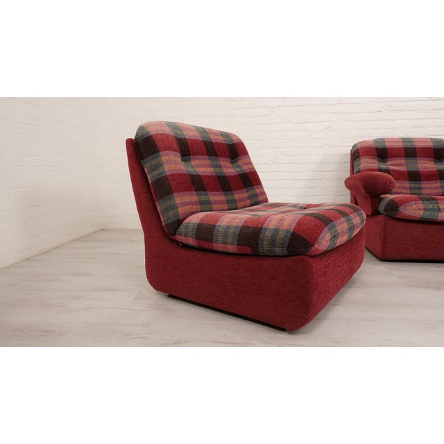 Modular Red Checkered Sofa, 1970s, Set of 4 For Sale - Image 10 of 13
