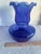 1990s Vintage Cobalt Blue Blown Glass Vase 10” High Ruffled Edge Made in Colombia For Sale - Image 5 of 7