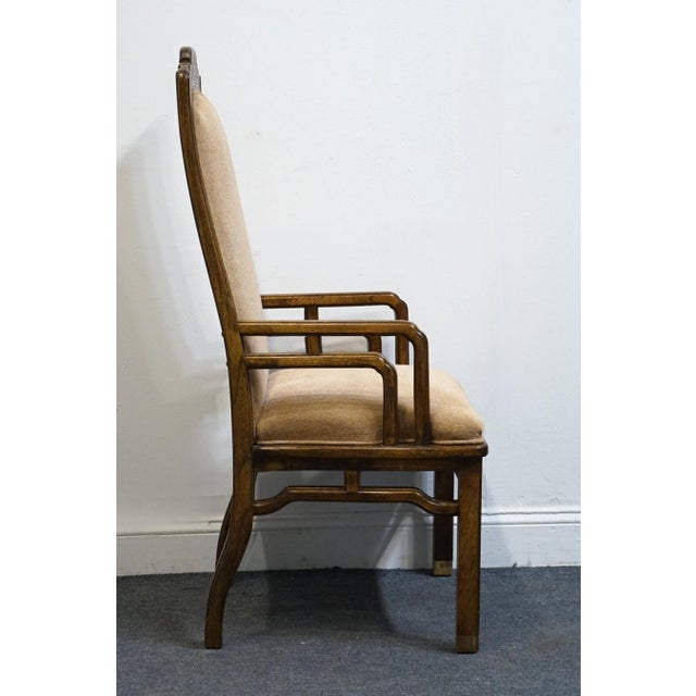 Wood Bernhardt Furniture Solid Walnut Asian Chinoiserie Style Dining Arm Chair For Sale - Image 7 of 9