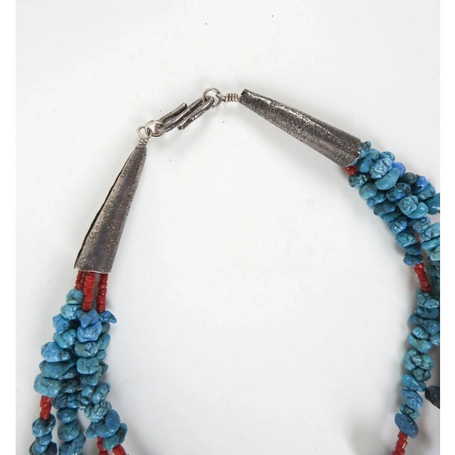 Late 20th Century Artist Studio Turquoise Sterling Silver Necklace & Earrings For Sale - Image 11 of 12