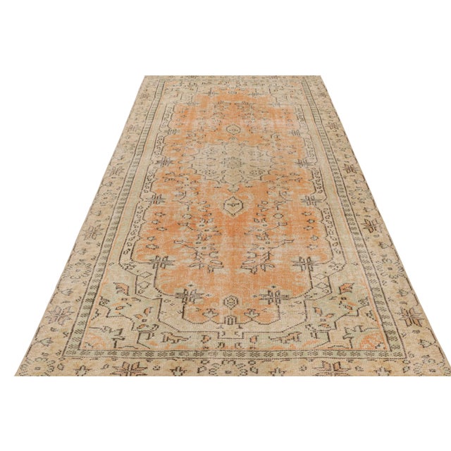 1950s Vintage Turkish Rug in Orange With Beige Medallion, From Rug & Kilim For Sale - Image 5 of 8