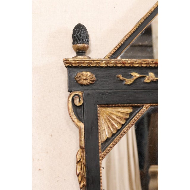 Early 20th Century Early 20th Century Black & Gold Neoclassical 5' Tall Mirror, Italy For Sale - Image 5 of 9