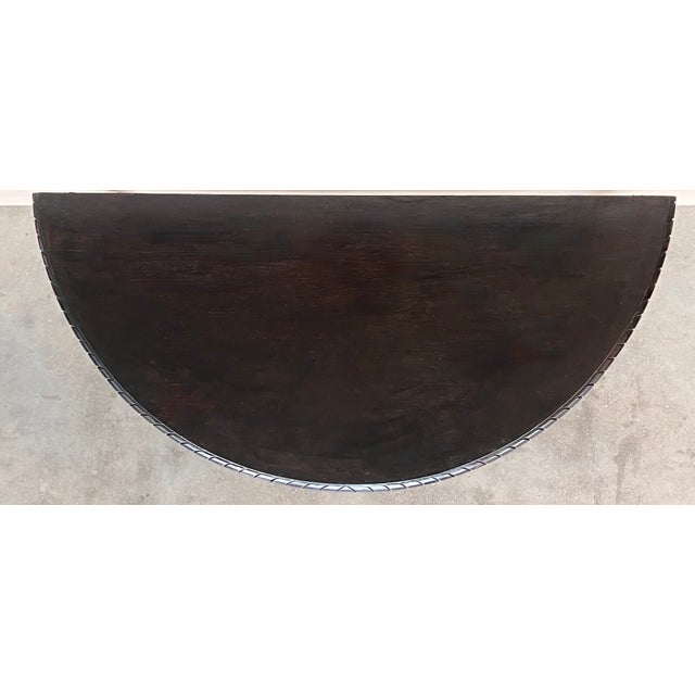 19th Century English Demilune Table With Solomonic Legs and Fringes For Sale - Image 4 of 8