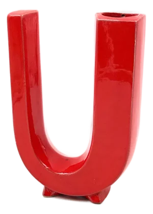 Space Age Red U Letter Shaped Ceramic Solifleur Vase by Marcel Radureau, 1970