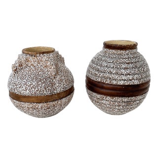 Art Deco French Companion Ceramic Vases from Odyv Berlot-Mussier, 1930s, Set of 2 For Sale