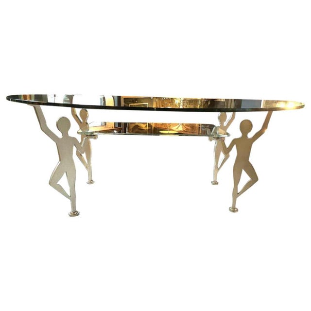 Anthropomorphic Coffee Table in Lacquered Metal and Glass, 1980s For Sale - Image 6 of 6