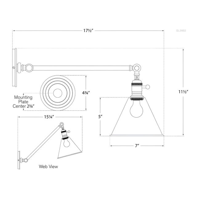Transitional Chapman & Myers for Visual Comfort Signature Boston Functional Single Arm Library Light in Bronze For Sale - Image 3 of 3