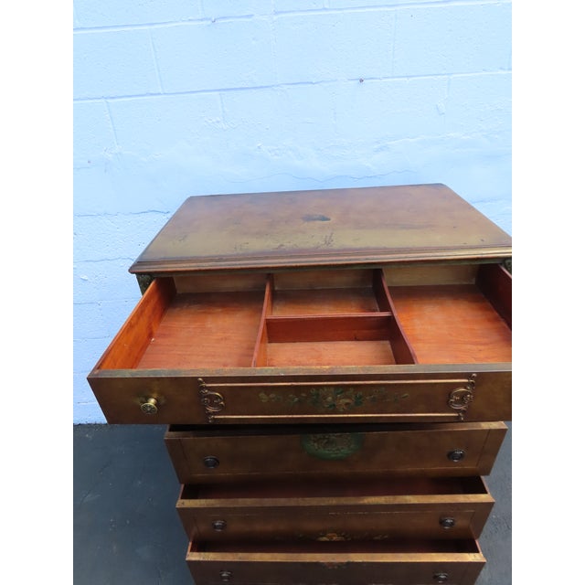 French Early 1900s Carved Hand Painted Cameo Tall Chest of Drawers 6561 For Sale - Image 11 of 18