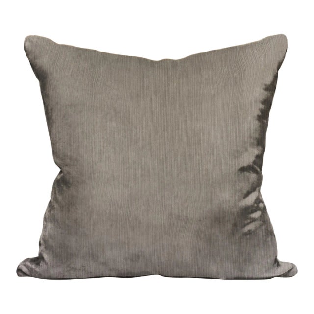 The House of Scalamandré Strie Velvet Pillow, Sage For Sale