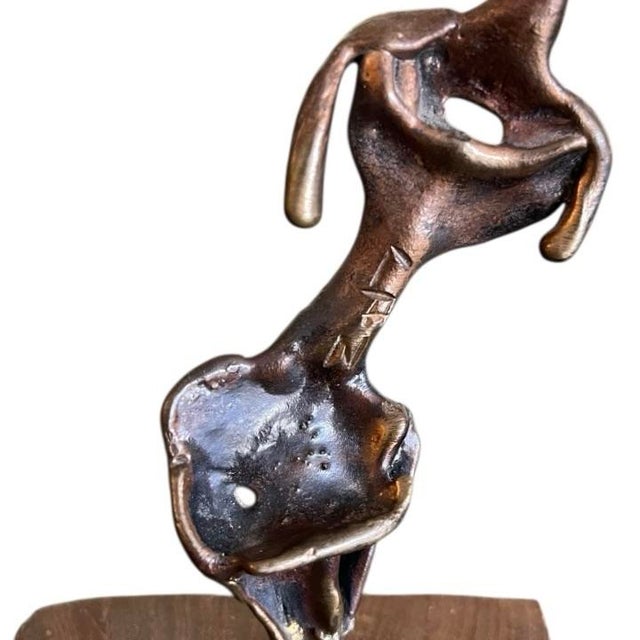 Petite Figural Bronze on Wood Base For Sale - Image 4 of 5