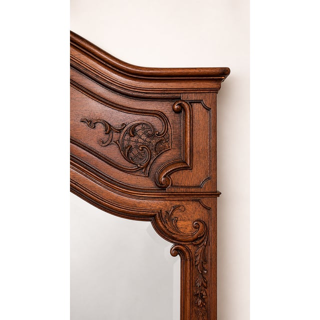 Large Vintage Oak Fireplace Mirror, 1940 For Sale - Image 4 of 6