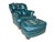 Vintage Thomas-Bain Leather Club Chair & Ottoman Set in Peacock Teal Green | Tufted Traditional Lounge Seating Description...