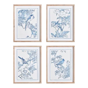 Monochromatic Bird Study, Set Of 4