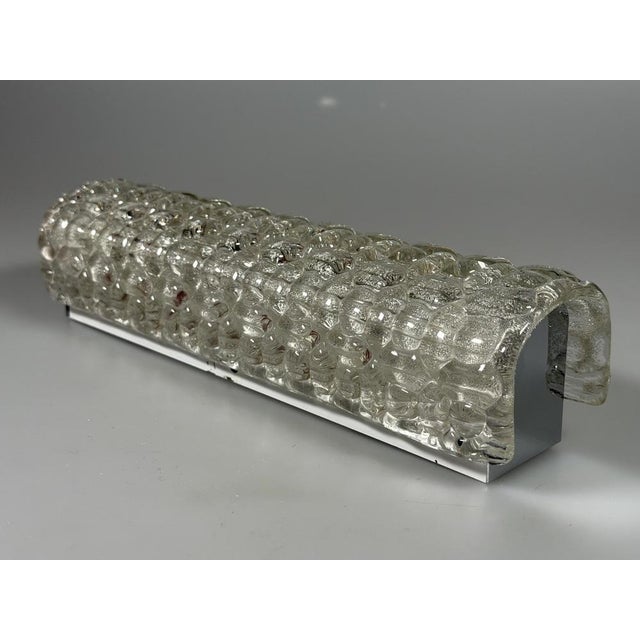 Metal Space Age Wall Light in Ice Glass, 1960s-1970s For Sale - Image 7 of 16