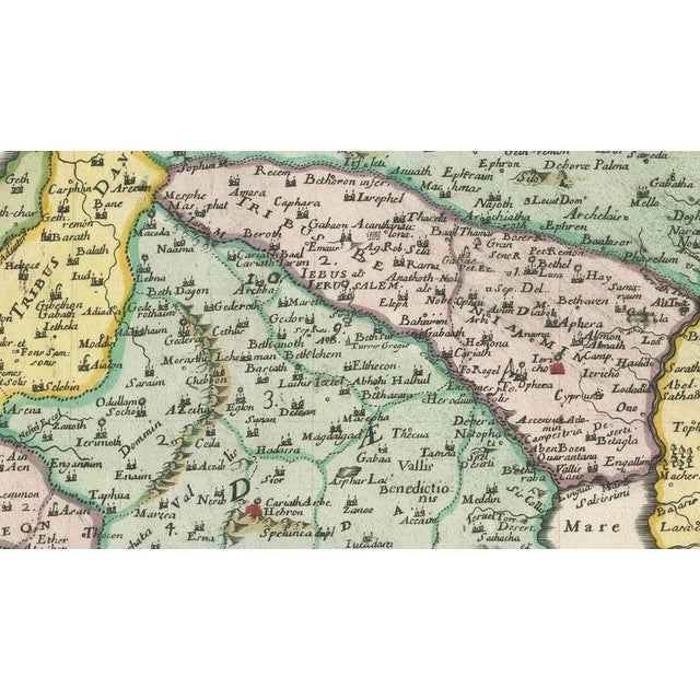 Paper Holy Land Map of the Twelve Tribes of Israel, 1696 For Sale - Image 7 of 9