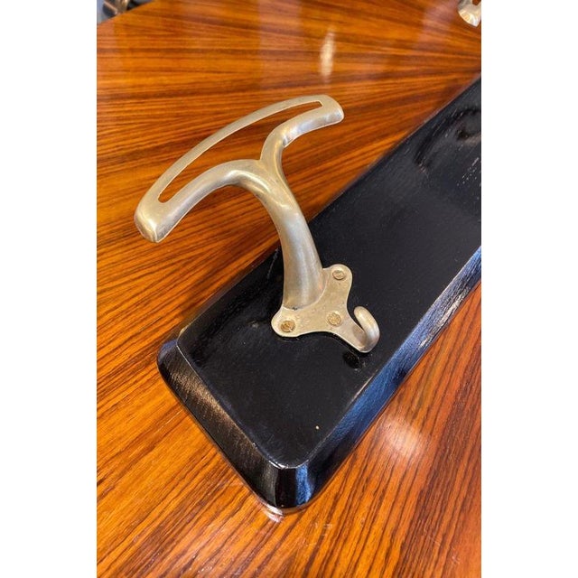Vintage Ebonized Wood Coat Rack with Brass Knobs, 1950s For Sale - Image 9 of 12