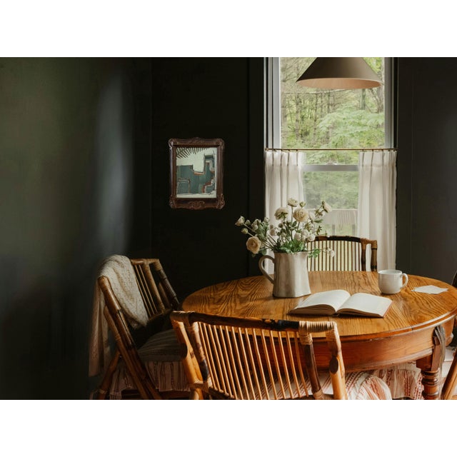 “Cabin Fern" Green Abstract Art in Antique Frame, Transitional Living Room Art by JTS For Sale In Minneapolis - Image 6 of 11