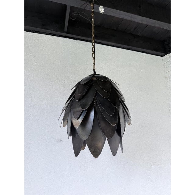 Brutalist Welded Metal Flower Pendant Light, 1970s For Sale - Image 13 of 18