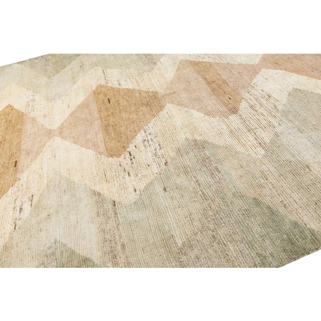 2020s Modern Moroccan Wool Rug With Tribal Diamond Motif in Earthy Tones For Sale - Image 5 of 11