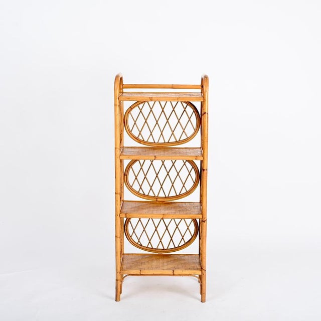 Italian 4-Shelf Bookcase in Bamboo and Rattan by Vivai del Sud, 1970s For Sale - Image 4 of 18