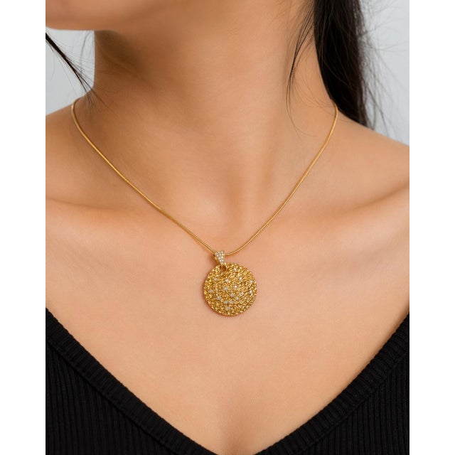 14K Yellow Gold Handmade Diamond Pendant Necklace Slide. This elegant pendant features numerous brilliant round diamonds...