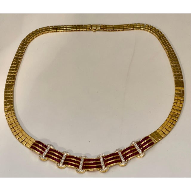 Ruby Red Natural 7Ct Ruby & 2 Ct Diamond Necklace 18 Karat Yellow Gold with Ring 68 Grams For Sale - Image 8 of 18