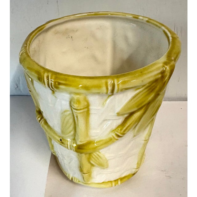 Vintage Bamboo Design Ceramic Planter For Sale - Image 4 of 7