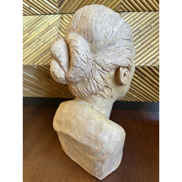 Ceramic Vintage 1985 Signed Sculpture Bust /Head of Pensive Young Woman For Sale - Image 7 of 12