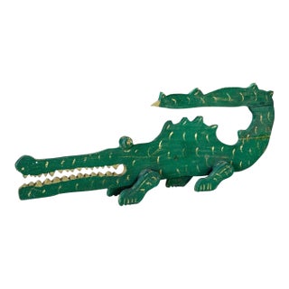 Monumental Vintage Folk Art Florida Alligator Wood Sculpture For Sale