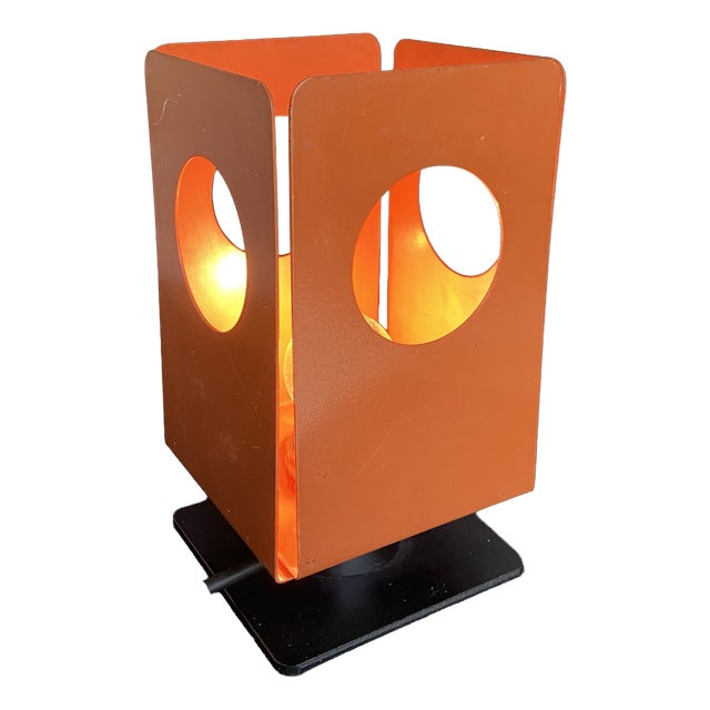 Italian Space Age Orange Aluminum Table Lamp, 1970s For Sale