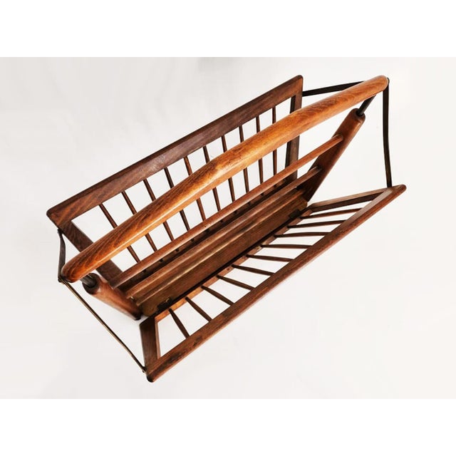 Cesare Lacca 1950s Italian Walnut Wood Magazine Rack by Cesare Lacca For Sale - Image 4 of 10