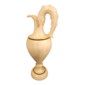 French 19th Century Carved Alabaster Ewer Form Lamp With Serpent Handle