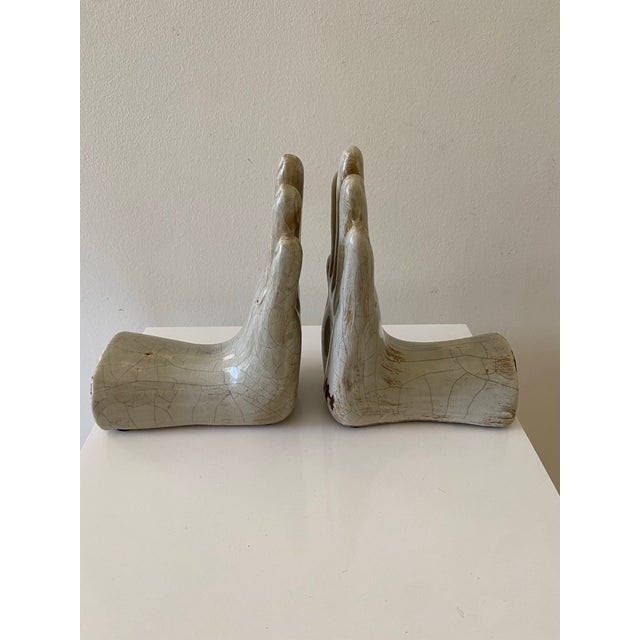 Vintage Ceramic Studio Pottery Hand Bookends - a Pair For Sale - Image 4 of 5