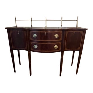 Councill Craftsman Vintage Mahogany Satinwood Sideboard Server With Detachable Brass Rails For Sale
