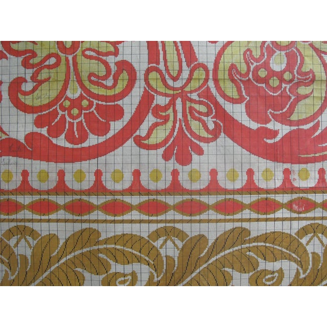 19th c. French original textile design. Gouache on paper. Each design is a one-of-a-kind, hand-painted work. The designs...