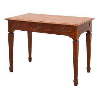 Art Deco Carved Oak Table with Copper Details, Belgium, 1920s For Sale