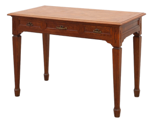 Art Deco Carved Oak Table with Copper Details, Belgium, 1920s